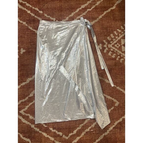 Womens COS Metallic Striped Wrap Skirt Size 12 - Picture 9 of 10